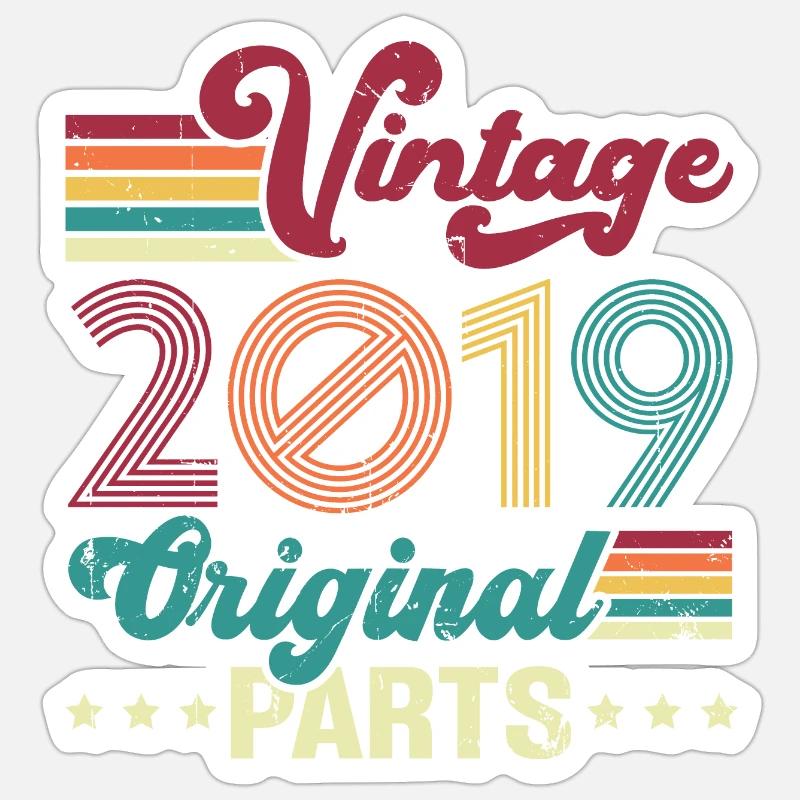 Vintage 2019 Original, Geburtstagsgeschenk Sticker Größe S (10 x 10 cm)