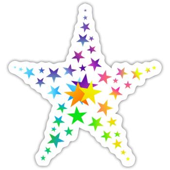 Étoiles étoiles colorées beaucoup d’étoiles - Sticker taille S (10 x 10 cm) - blanc mat - Devant