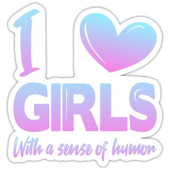 J’aime les filles - Sticker taille S (10 x 10 cm) - blanc mat - Devant