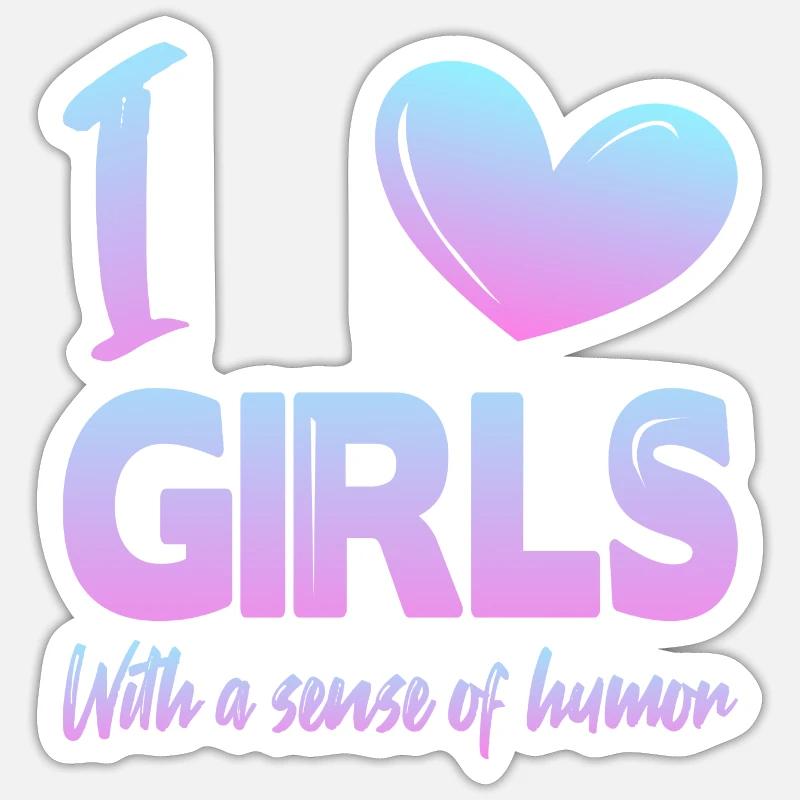 J’aime les filles - Sticker taille S (10 x 10 cm) - blanc mat