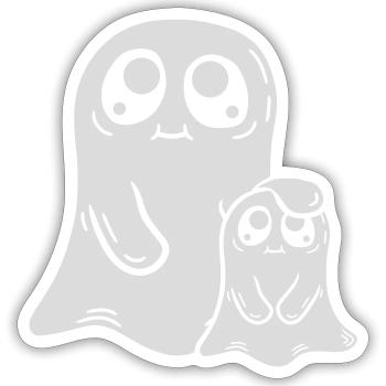 Papa Child Ghost Comic - Sticker taille S (10 x 10 cm) - blanc mat - Devant