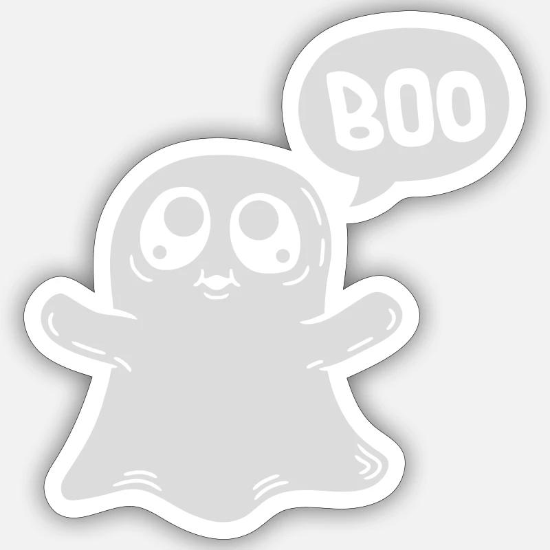 Effrayant Boo Ghost - Sticker taille S (10 x 10 cm) - blanc mat
