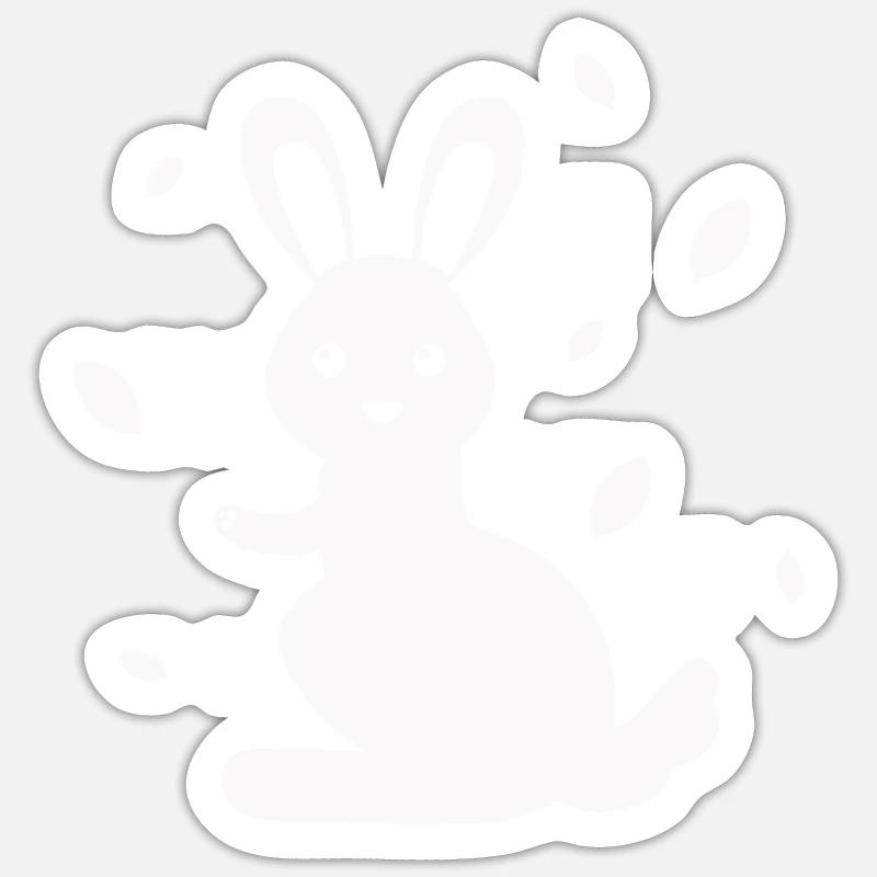 Lapin - Lapin Nature Pâques - Sticker taille S (10 x 10 cm) - blanc mat