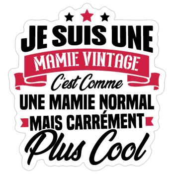 Je suis une mamie vintage - Cadeau grand-mère - Sticker taille S (10 x 10 cm) - blanc mat - Devant