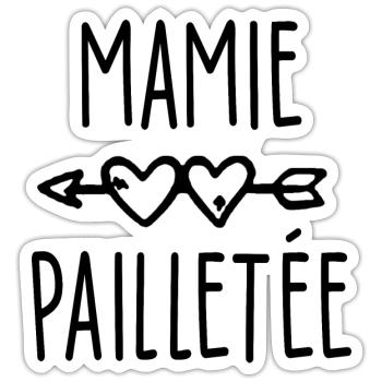 mamie pailletée / humour grand-mère - Sticker taille S (10 x 10 cm) - blanc mat - Devant