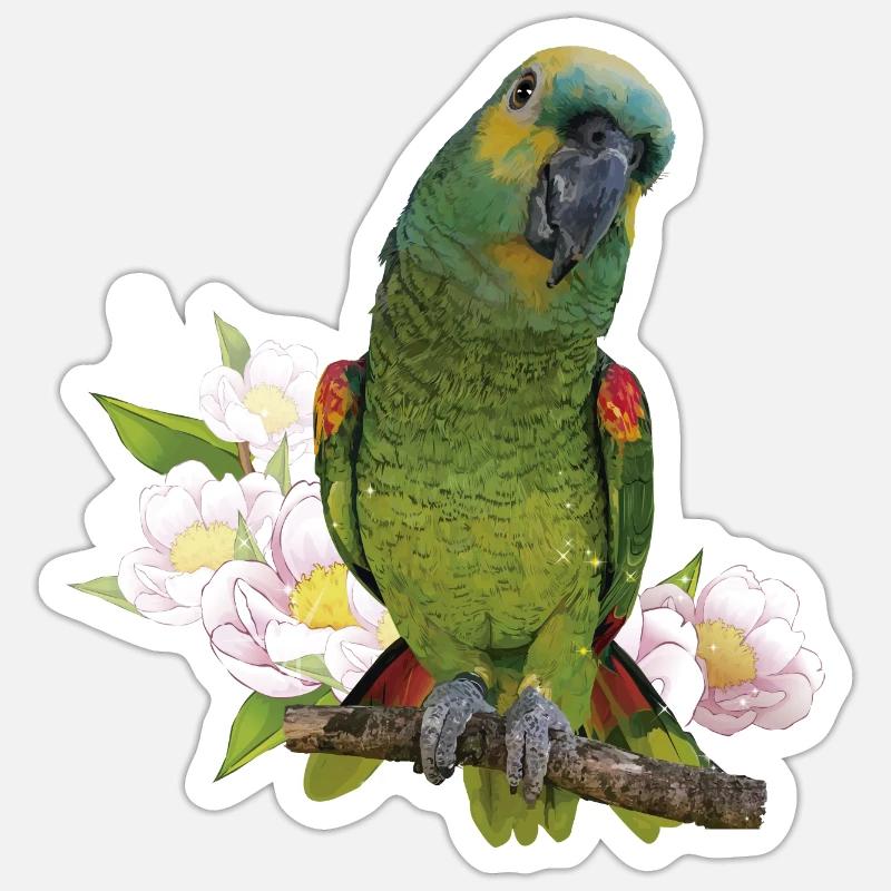 The blue-fronted amazon - Sticker size S (10 x 10 cm) - white matte