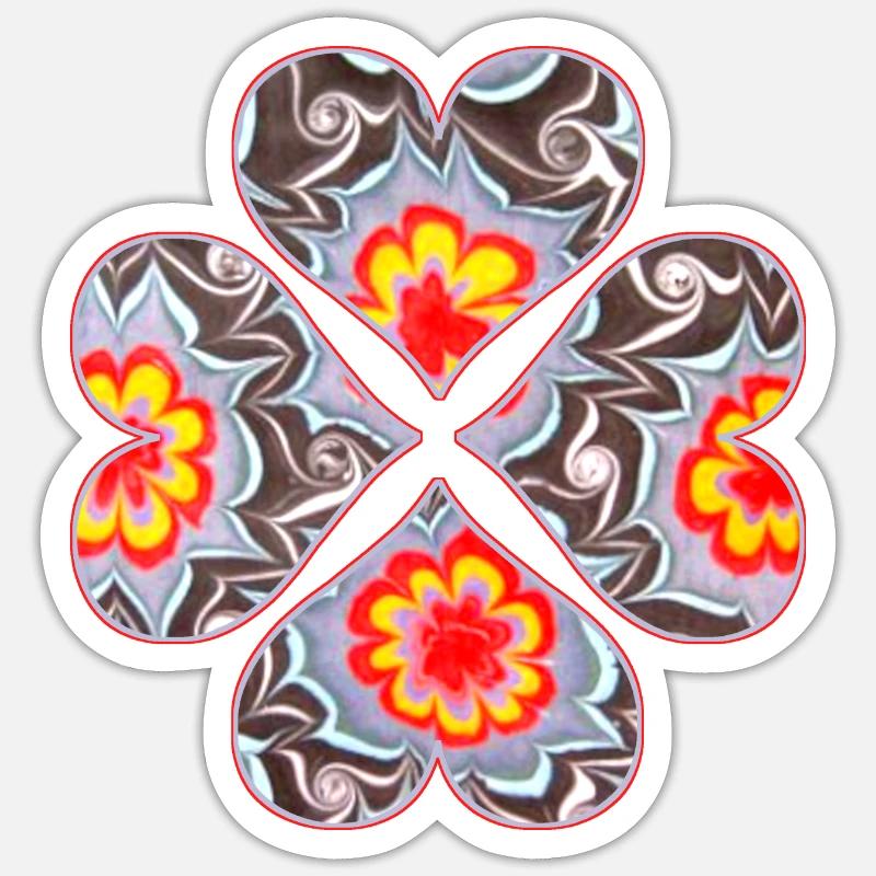 kleeblatt 4 herzen e 33 - Sticker Größe S (10 x 10 cm) - Mattweiß