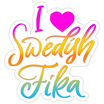 Suède Suède Viking Norden Scandinavie fika - Sticker taille S (10 x 10 cm) - blanc mat - Devant