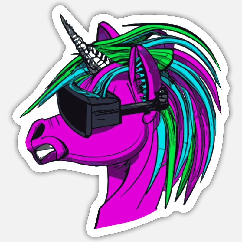 Punk Rock Einhorn - Sticker Größe S (10 x 10 cm) - Mattweiß