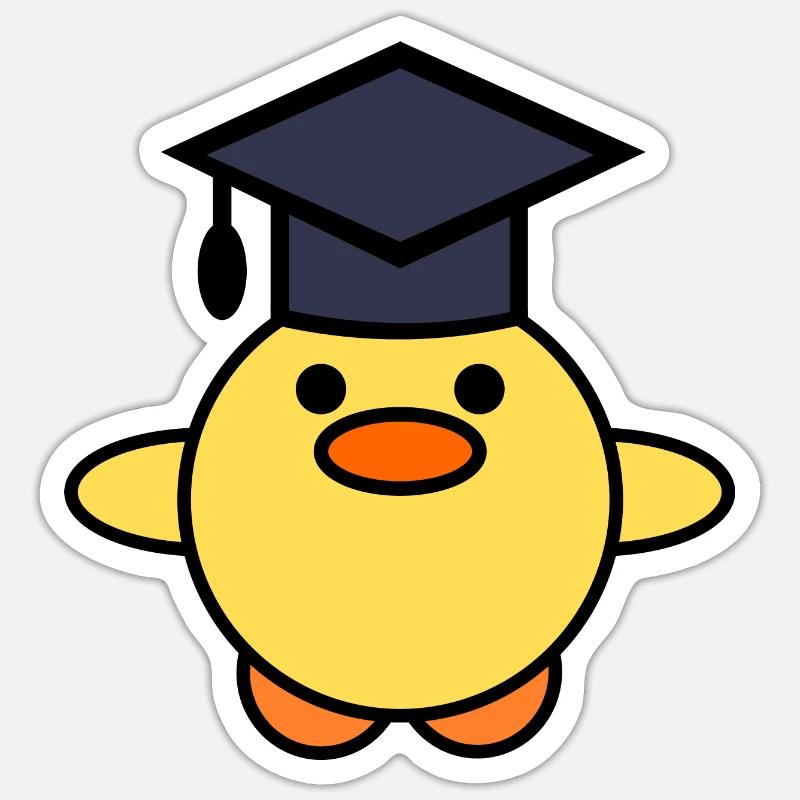 Ente mit Abschlusshut - Sticker Größe S (10 x 10 cm) - Mattweiß