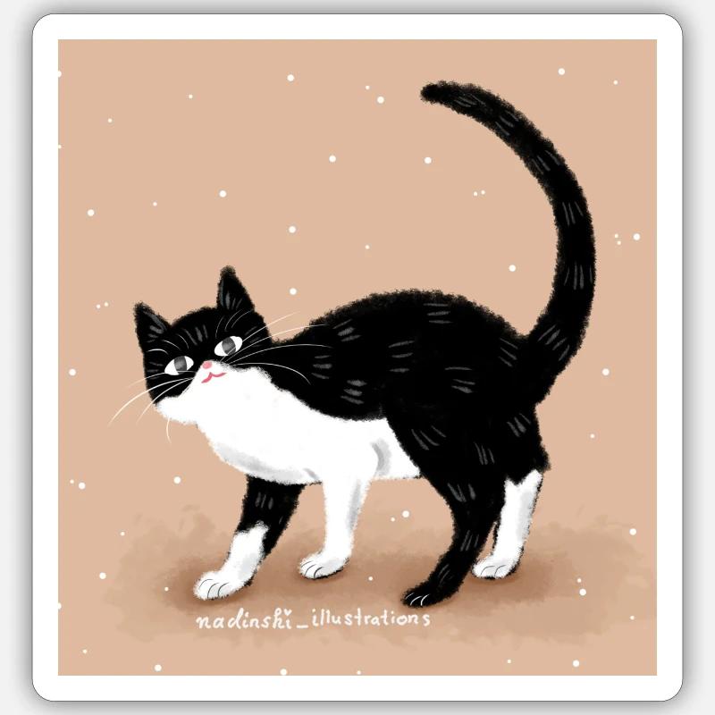 Katze - Sticker Größe S (10 x 10 cm) - Mattweiß