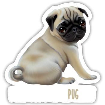 Je trouve chien jeu de mots répugnant t-shirt avec chiot carlin - Sticker taille S (10 x 10 cm) - blanc mat - Devant