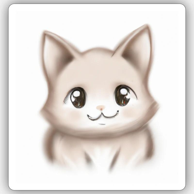 Cat drawn - Sticker size S (10 x 10 cm) - white matte