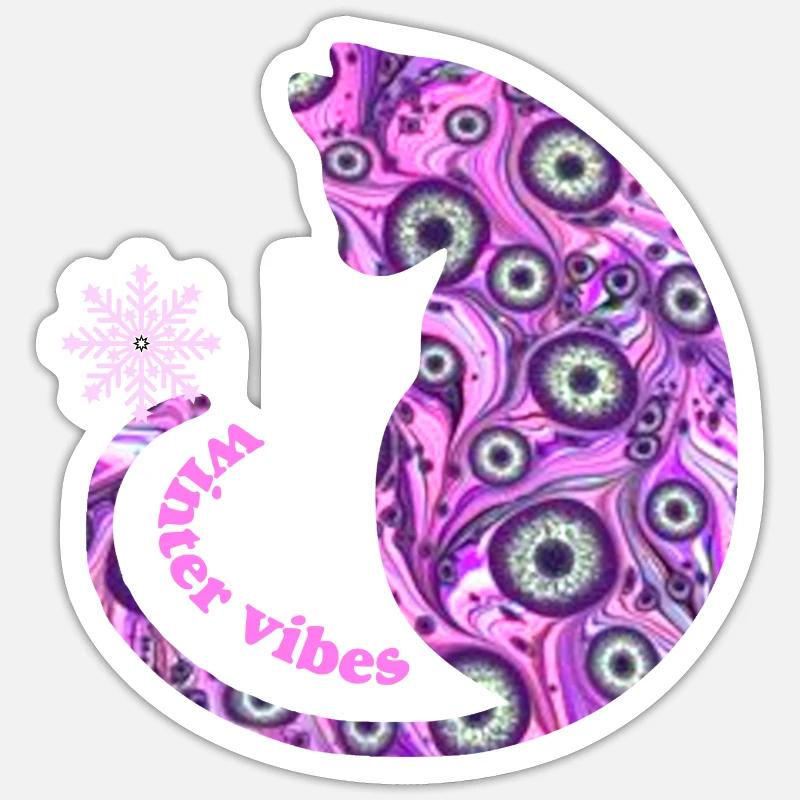 Cat with snowflake E 6 - Sticker size S (10 x 10 cm) - white matte