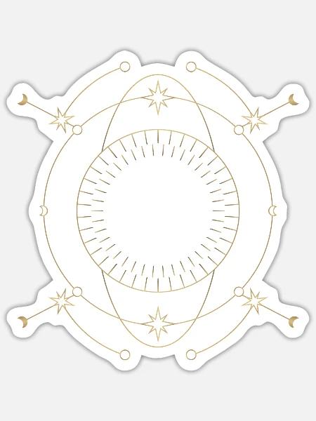 Goldener Sternenkreis Orbit-Design - Sticker Größe S (10 x 10 cm) - Mattweiß