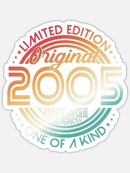 2005 Jahrgang geboren Vintage Geburtstag Retro - Sticker Größe S (10 x 10 cm) - Mattweiß