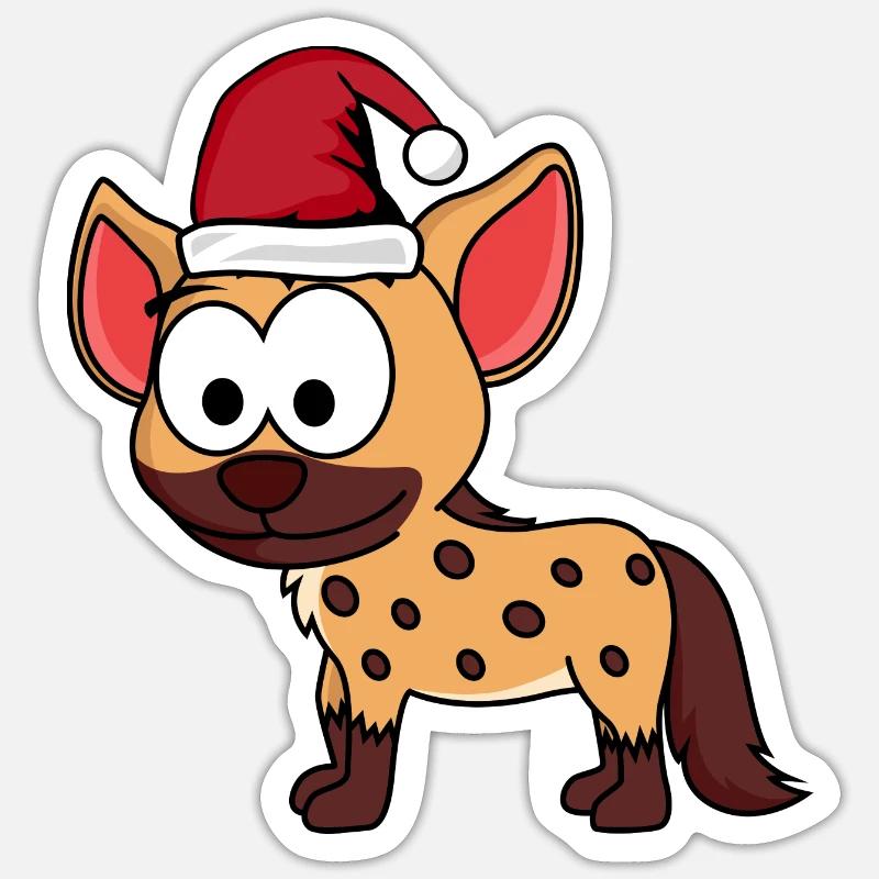 Hyäne Comic Weihnachten - Sticker Größe S (10 x 10 cm) - Mattweiß