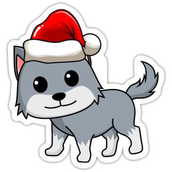 Wolf Comic Weihnachten - Sticker Größe S (10 x 10 cm) - Mattweiß - Vorne