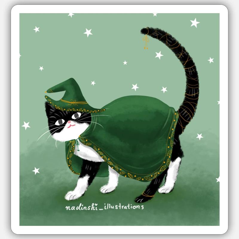 Cat Wizard Sticker size S (10 x 10 cm)