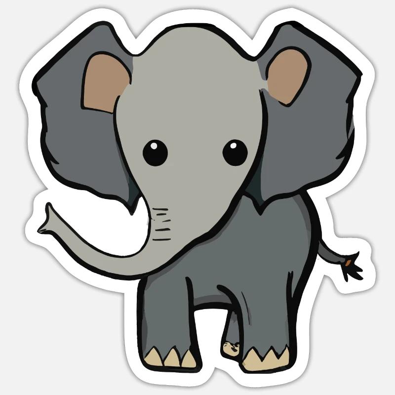 Idée cadeau d’illustration d’éléphant - Sticker taille S (10 x 10 cm) - blanc mat