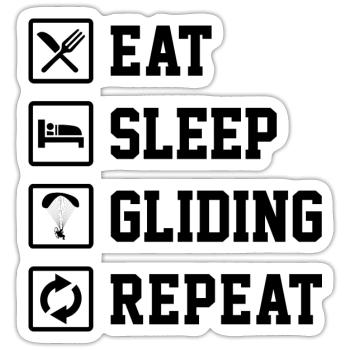 Eat Sleep Gliding Repeat Paragliding Parachute Par - Sticker Größe S (10 x 10 cm) - Mattweiß - Vorne