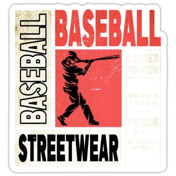 Baseball Baseballspieler USA Sport Vintage Retro - Sticker Größe S (10 x 10 cm) - Mattweiß - Vorne