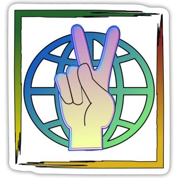 Welt Frieden - Sticker Größe S (10 x 10 cm) - Mattweiß - Vorne