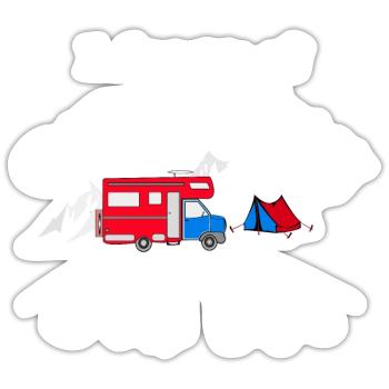 Je rêve de vous camper aussi, j’adore le camping. - Sticker taille S (10 x 10 cm) - blanc mat - Devant