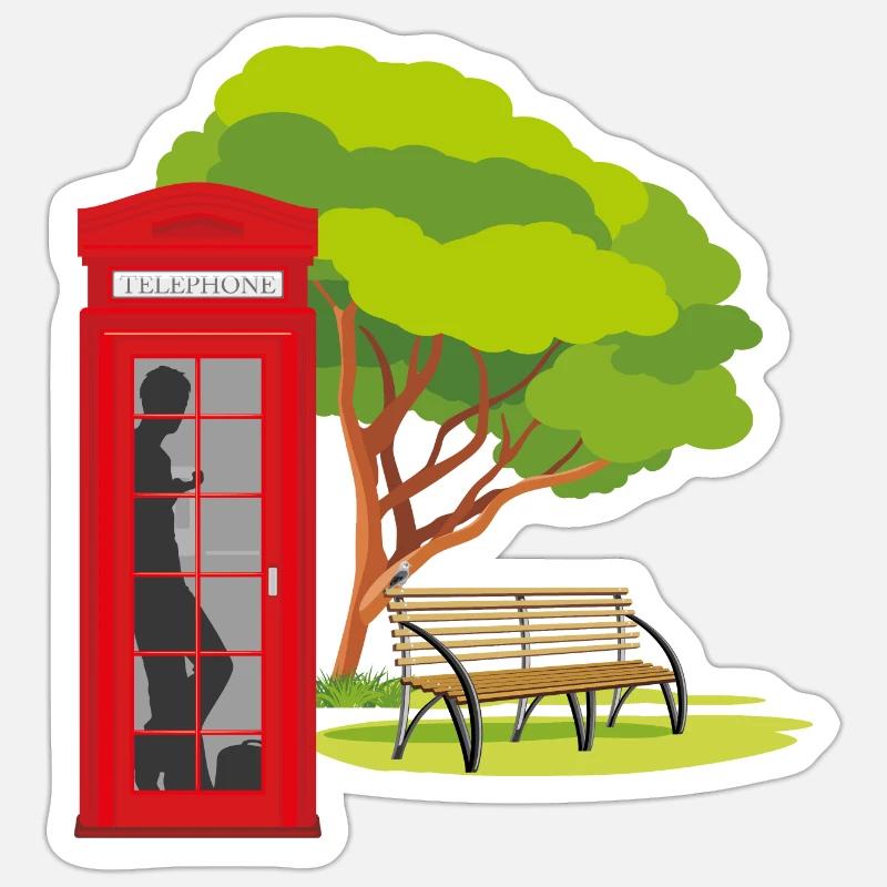 Cabine téléphonique dans le parc Sticker taille S (10 x 10 cm)