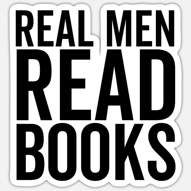 Echte Männer lesen Bücher - Sticker Größe S (10 x 10 cm) - Mattweiß
