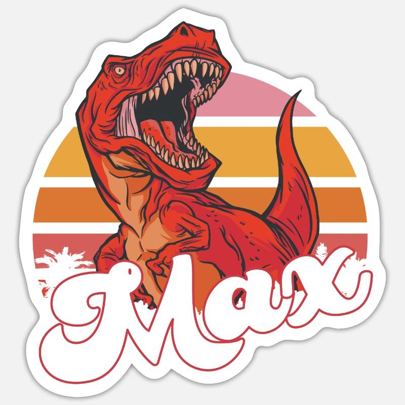MAX - Beau prénom de garçon avec T-REX Dino Sticker taille S (10 x 10 cm)