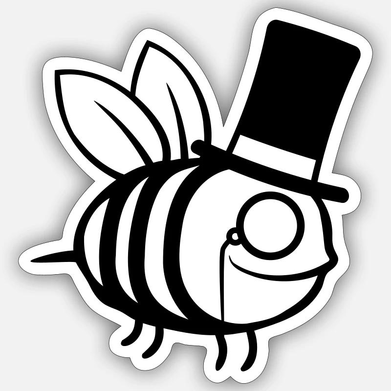 Cylinder Hat Bees Sir - Sticker size S (10 x 10 cm) - white matte