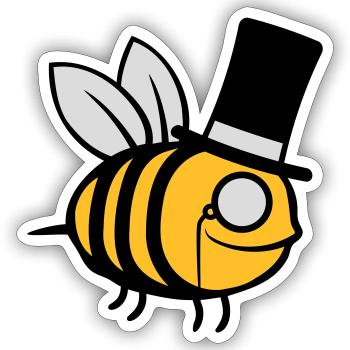 Sir Biene Zylinder Hut - Sticker Größe S (10 x 10 cm) - Mattweiß - Vorne