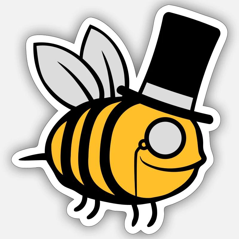 Chapeau haut de forme Sir Bee Sticker taille S (10 x 10 cm)