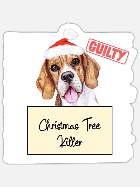 Weihnachtsbaum Umschubser Beagle - Sticker Größe S (10 x 10 cm) - Mattweiß