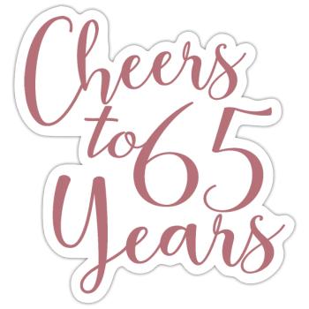 Vive 65 ans 65e anniversaire - Sticker taille S (10 x 10 cm) - blanc mat - Devant