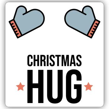 Noël Hug Gants d’hiver Cadeau - Sticker taille S (10 x 10 cm) - blanc mat - Devant