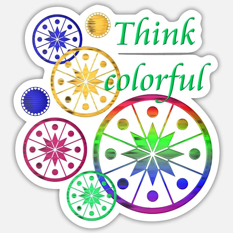 Sternblüten mit Spruch Think colorful Sticker Größe S (10 x 10 cm)