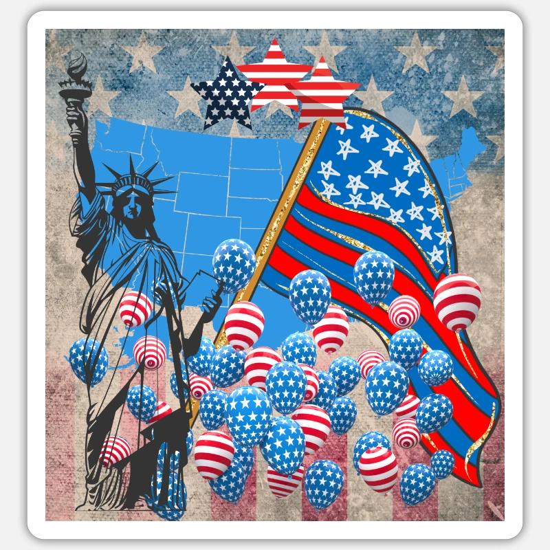 États-Unis, célébrités et ceintures - Sticker taille S (10 x 10 cm) - blanc mat