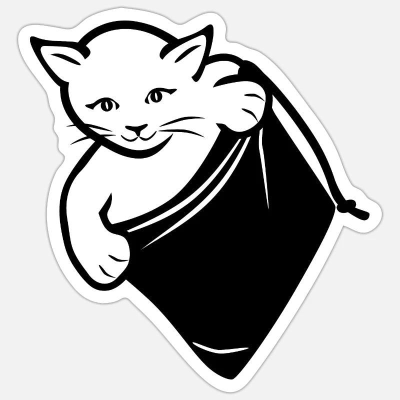 Chat espion - Sticker taille S (10 x 10 cm) - blanc mat
