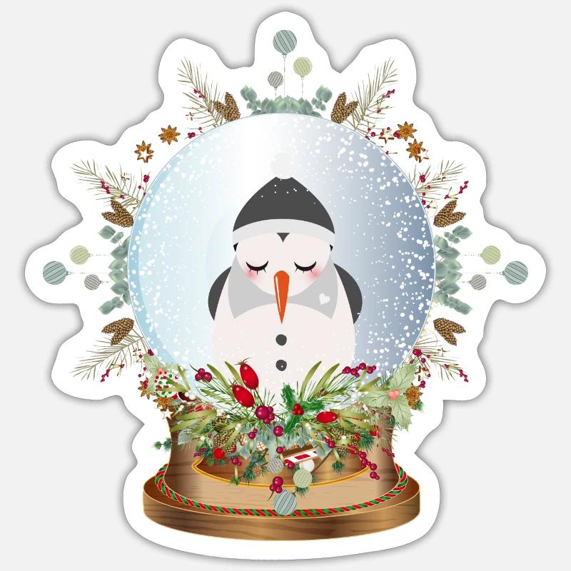 schöne nostalgische Schneekugel mit Schneemann - Sticker Größe S (10 x 10 cm) - Mattweiß