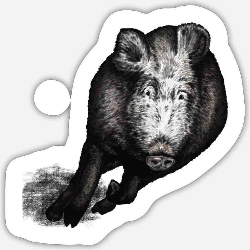 Wild boar galloping - Sticker size S (10 x 10 cm) - white matte