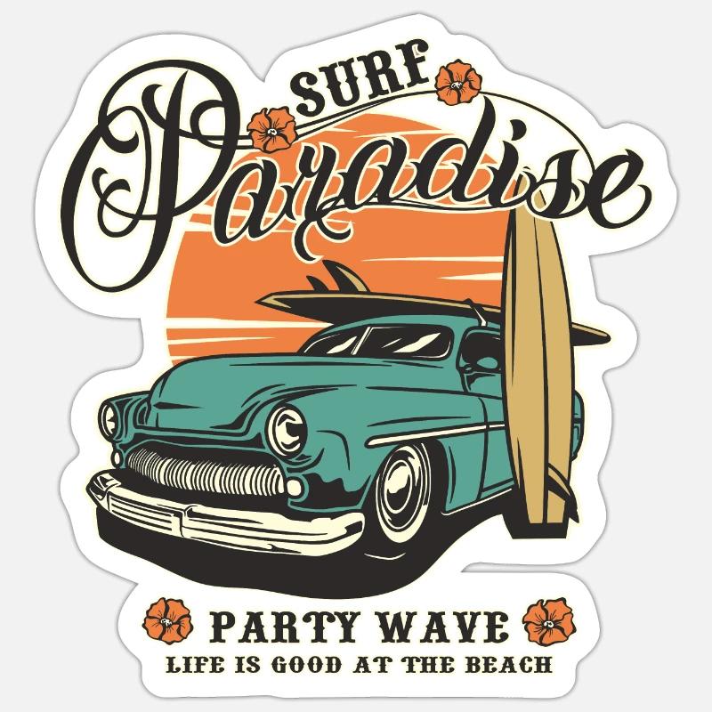 Surf Paradise - Custom Car - Sticker size S (10 x 10 cm) - white matte