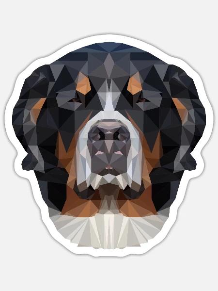 Berner Sennenhund Bernois Hund Polygon Geschenk - Sticker Größe S (10 x 10 cm) - Mattweiß