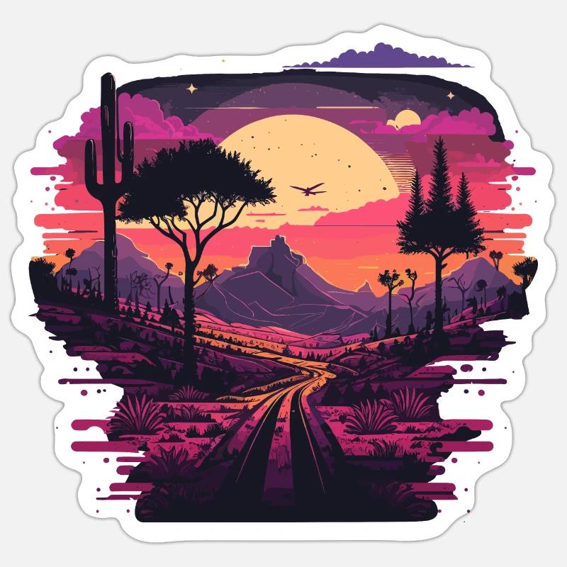 Rétro Coucher de soleil Sticker taille S (10 x 10 cm)