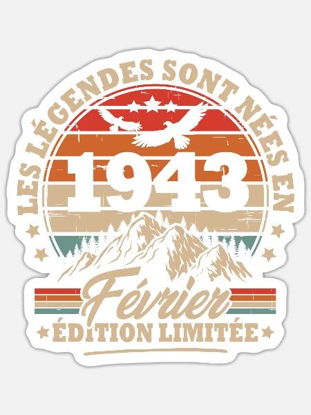 Geburtstagsgeschenk geboren im Februar 1943 - Sticker Größe S (10 x 10 cm) - Mattweiß