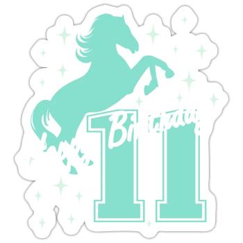 11. Geburtstag Reiten Pferd Reitstall - Sticker Größe S (10 x 10 cm) - Mattweiß - Vorne
