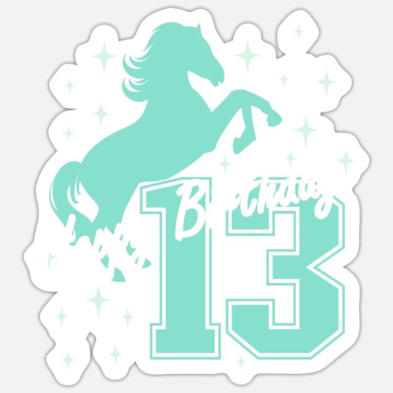 13. Geburtstag Reiten Pferd Reitstall - Sticker Größe S (10 x 10 cm) - Mattweiß