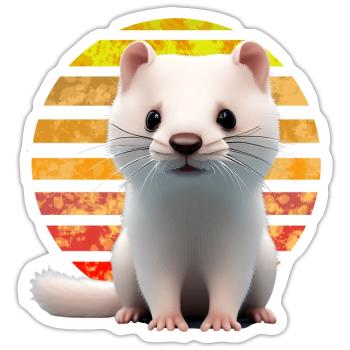 Frettchen Sonnenuntergang - Sticker Größe S (10 x 10 cm) - Mattweiß - Vorne