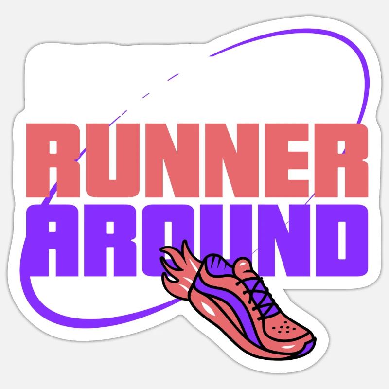 FRStest runner autour - Sticker taille S (10 x 10 cm) - blanc mat